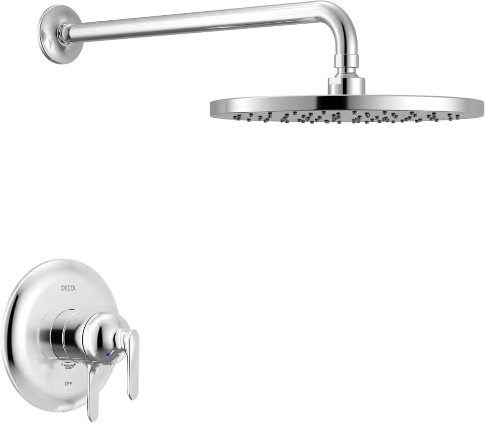 Delta Bonacci 17 Series Dual-Function Rain Shower Faucet Set, Chrome Rainfall Shower Head and Handle Set, Valve Trim Kit, Lumicoat Chrome T17245-PR (Valve Not Included)