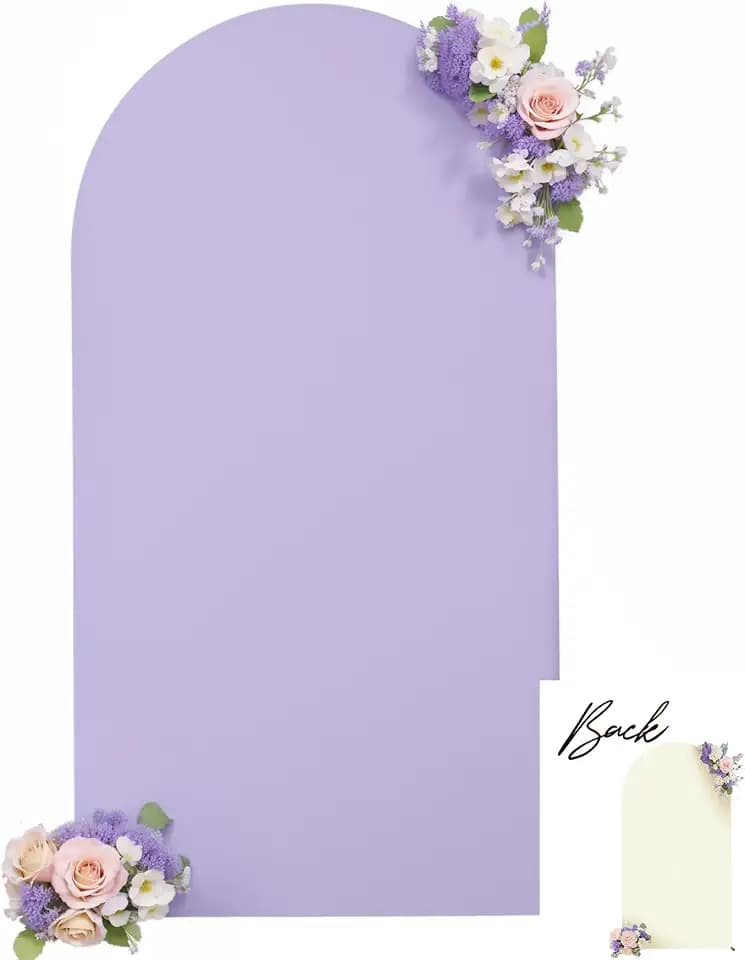 Cream and Purple Arch Backdrop Cover 7.2FT Lavender Lilac Purple Arch Covers Stretchy Backdrop