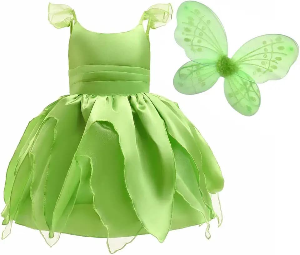 Lito Angels Mädchen Grüne Fee Kostümkleid mit Schmetterling, 5–6 Jahre/116 | Schmetterlingsflügel, Verkleidungsoutfit, Welttag des Buches, Karneval