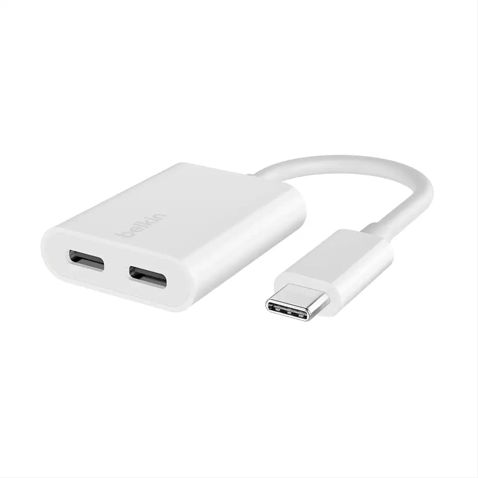 Belkin Rockstar USB-C Audio + Charge Adapter, 60W PD, White