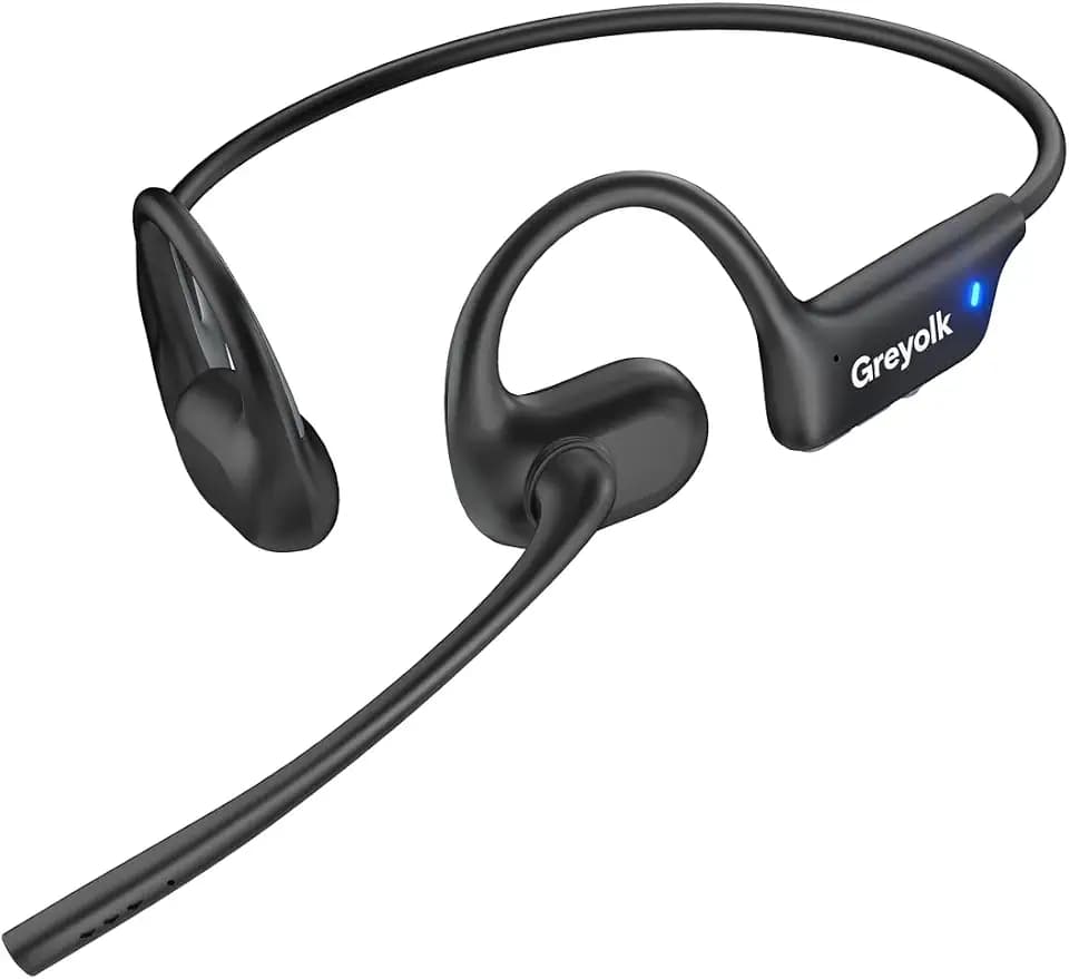 Open Ear Headphones with Mic, Wireless Headset with AI Noise Cancellation Microphone Bluetooth 5.4 Bluetooth Headset with Mic Air Conduction Headphones for Work Call Meeting Driving