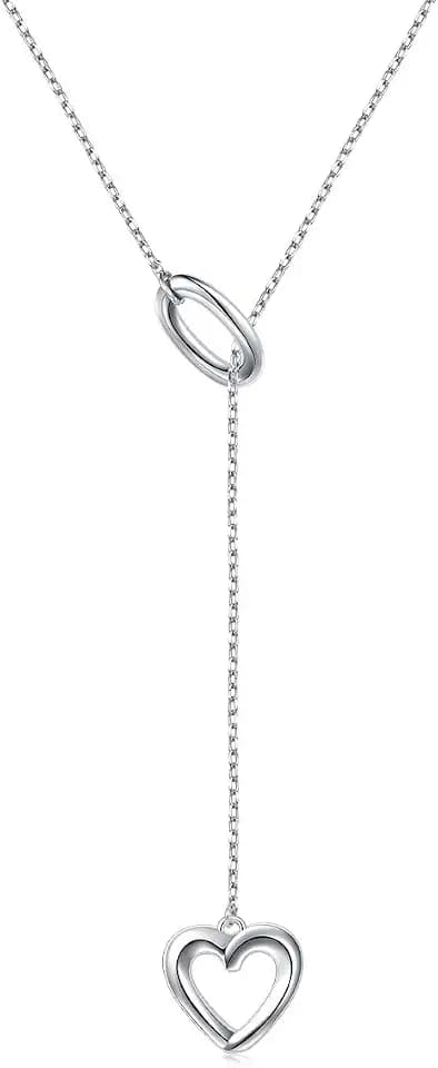 Yearace Long Necklace 925 Sterling Silver Adjustable Y Shaped Lariat Chain Necklace for Women Girls