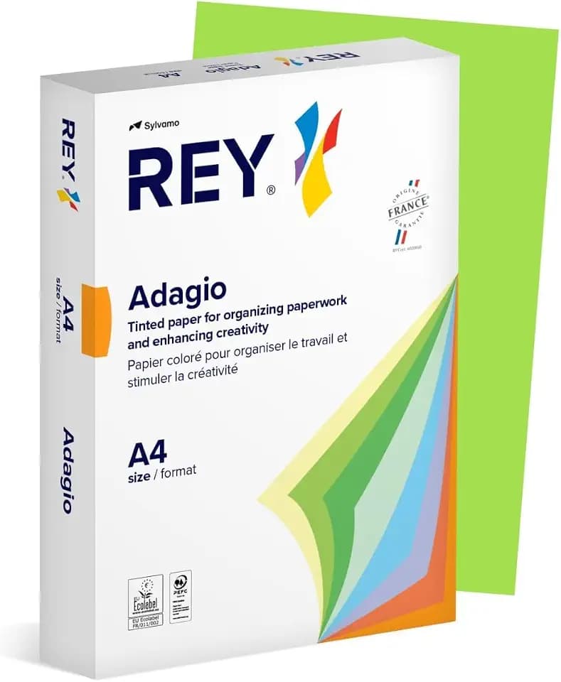 REY® ADAGIO Reprografisches Papier, intensives Grün, 80 g, DIN A4, PEFC™, 500 Blatt/Buntes Papier, Farbiges Kopierpapier/für Büro und Schule