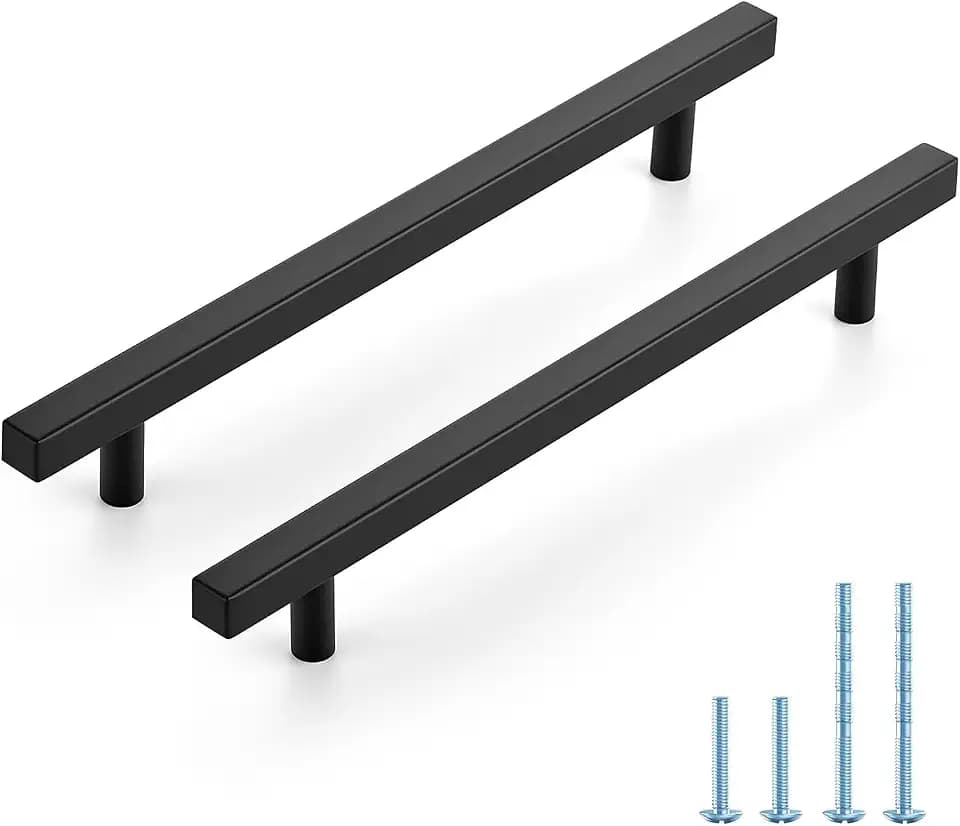 JOY DECOR Matte Black Pulls Cabinet Square Handles 7-1/2 Inch 45 Pack