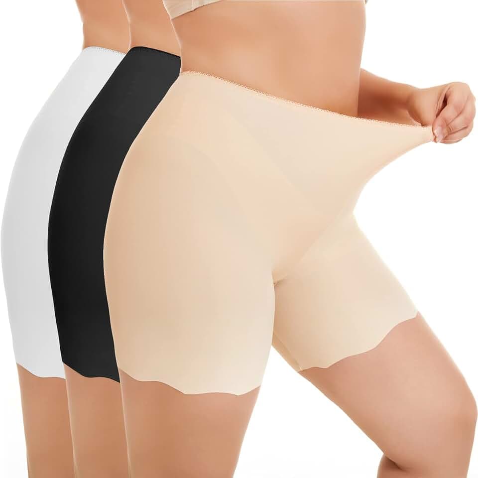 Damen Anti Scheuer Unterwäsche Nahtlose Sport Kurz Damen Radsport Shorts für Chub Rub Slip-Shorts mit hoher Taille Unterkleid Radler für Sommer(3er-Pack)
