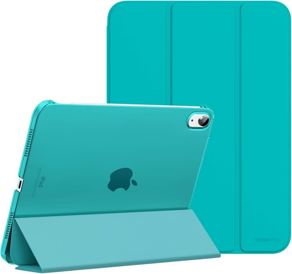 MoKo Hülle für iPad (A16) 11. Generation, iPad 10. Gen, Pagodenblau | Für iPad11/10.9 Zoll Hülle 2025/2022,Schlanke Stand Schutzhülle mit Hart PC Transluzenter Rückseite, Unterstützt Touch ID
