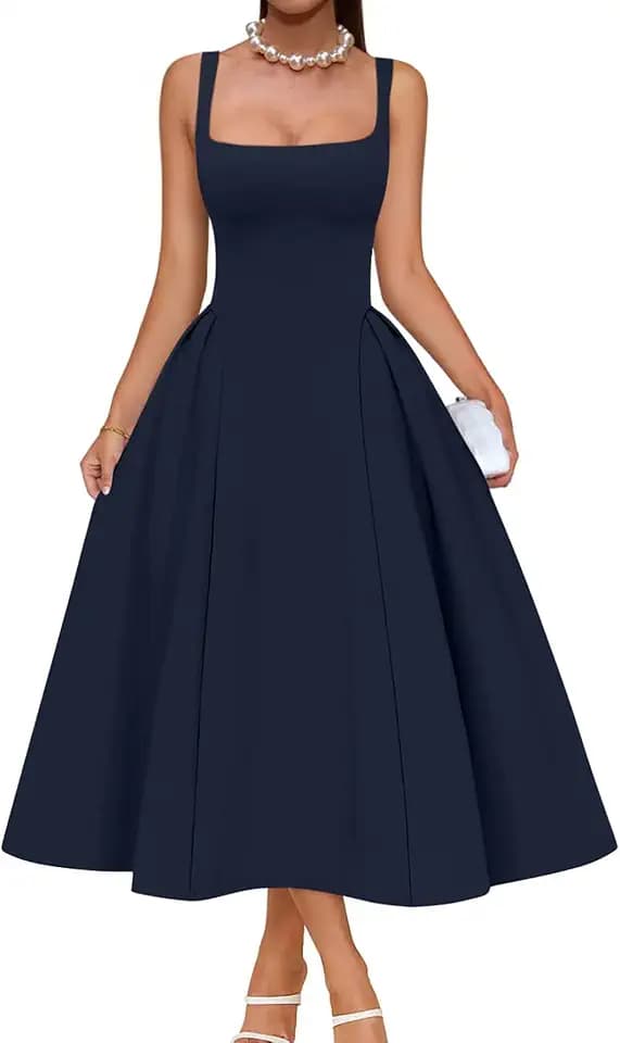Memoriesea Women's Swing A Line Wedding Guest Party Midi Dress