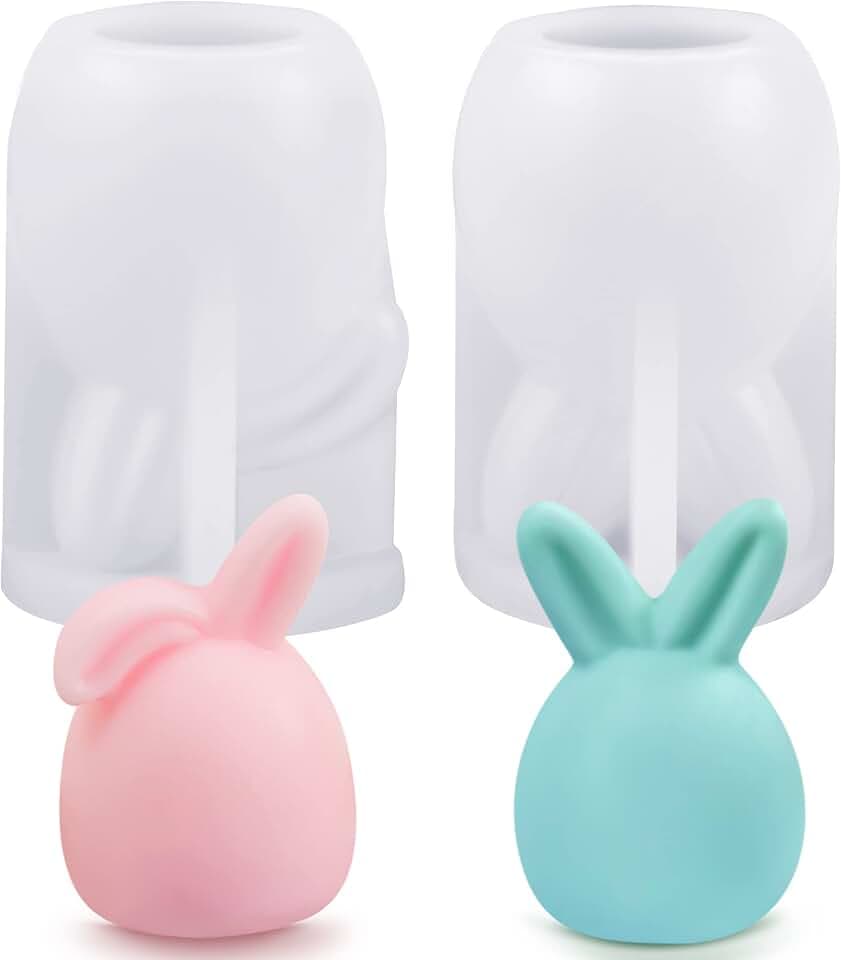 2 Stücke Ostern Kaninchen Silikonform,CZMAO Silikonform 3D Osterhase Silikonforms Kerzenformen Ostern Kaninchen für Tortendeko, Schokolade, Seife, Sojawachs Kerzen, Ostergeschenke