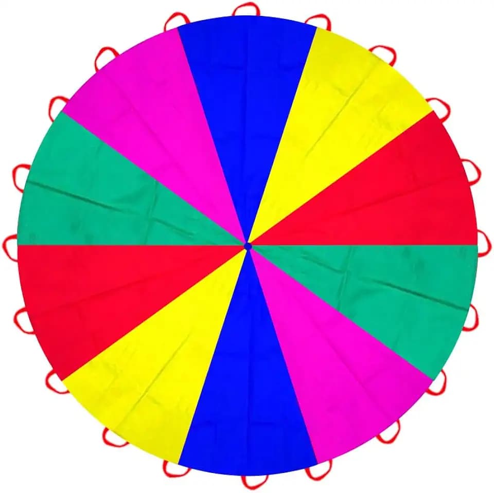 6.5ft/10ft/12ft/13ft/16.4ft/20ft Rainbow Parachute for Outdoor Party Games, Kids Play Parachute Group Cooperative Team Game Toys, Family Get-Together Entertainment