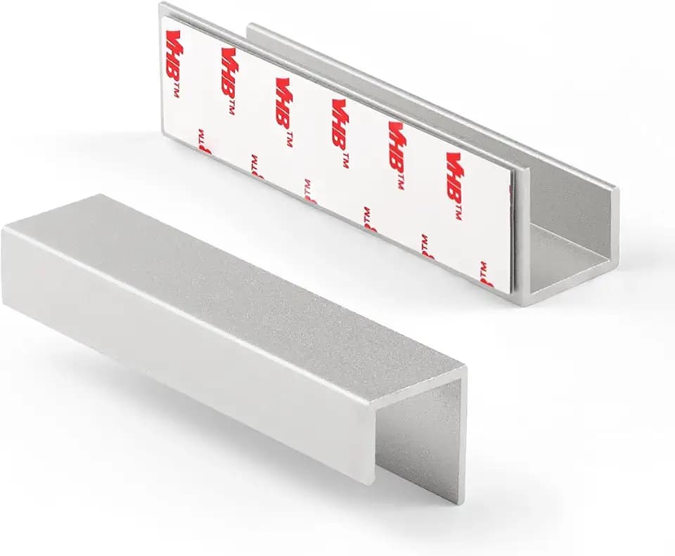5 Pack Adhesive Cabinet Handles Silver 3-9/16" Length(Cover 3" Hole Center) Finger Pulls Stick on Cabinet Pulls Decorative Kitchen Drawer Dresser Cupboard Bathroom Vanity Cabinet Hardware