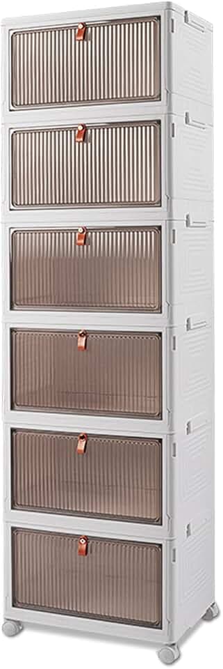 Ergocar Faltbare Aufbewahrungsbox, Kunststoff Aufbewahrungsbox mit Deckel, Stapelbare Aufbewahrungsbox Transparente mit Rollen, für Büro, Küche & Wohnzimmer