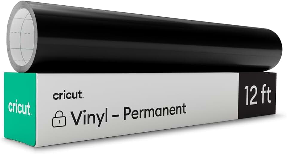 Cricut Premium Permanent Vinyl, 12ft - Black (3-Pack of 4ft Rolls)