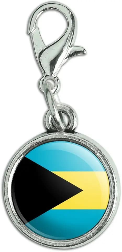 GRAPHICS & MORE Antiqued Bracelet Pendant Zipper Pull Charm with Lobster Clasp Country National Flag A-C