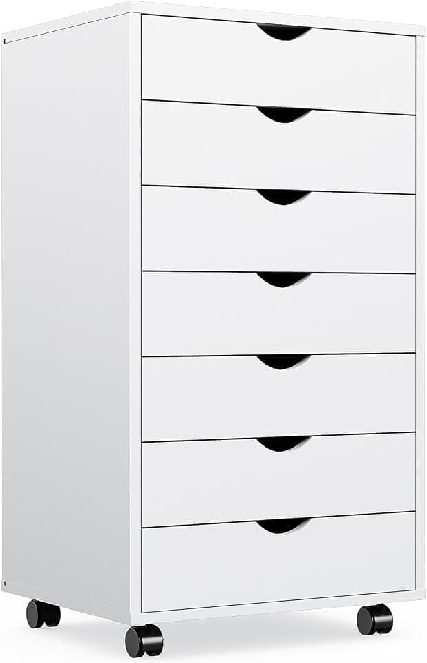 OLIXIS 7 Drawer File Cabinet on Wheels, Printer Stand