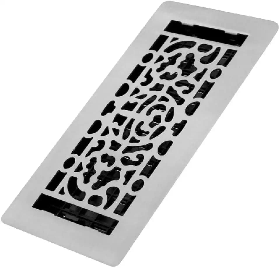 Decor Grates LFGS410-NKL Feng Shui *NEW* Low Profile Floor Register, 4x10 Inches, Brushed Nickel