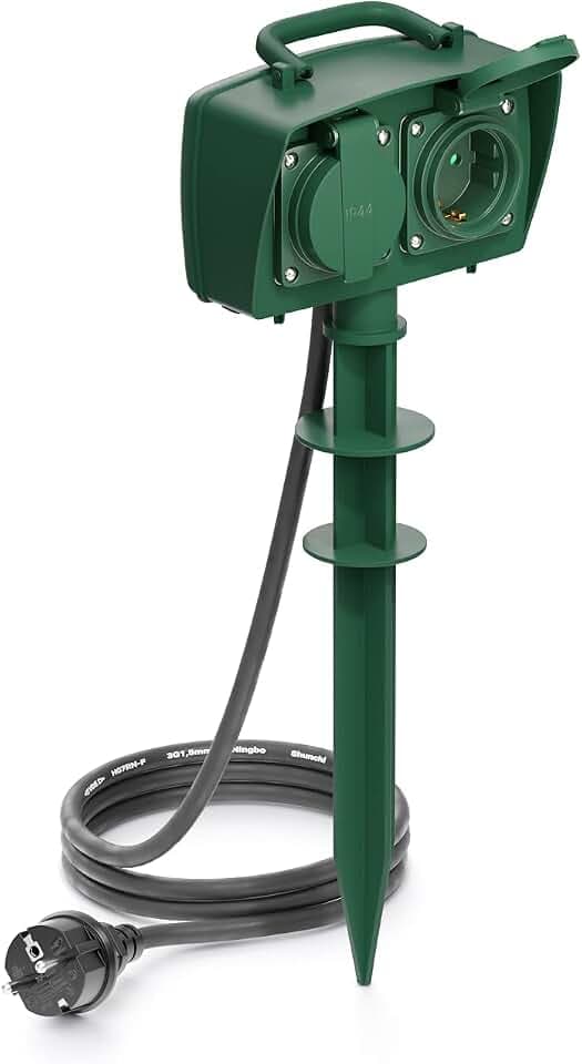 deleyCON 2-Fach Outdoor Steckdose mit Erdspieß IP44 5m Kabel