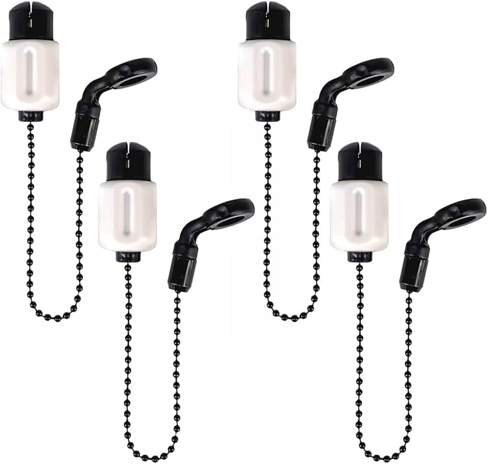 Hirisi Tackle Karpfenangeln Bobbins Swinger Drop Off Indikator Messingkette für Angelalarme Bissanzeiger Schwarze Kette Verstellbarer Schnurclip