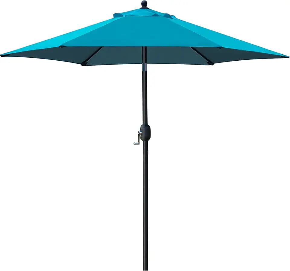 Sunnyglade 7.5' Patio Umbrella Outdoor Table Umbrella Tilt Crank Teal Blue