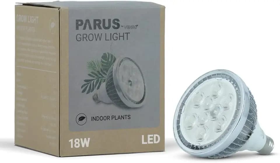 Parus by Venso Growlight Indoor plants LED E27 Pflanzenlampe, Vollspektrum, 18W Pflanzen Lampe, verbesserte Photosynthese, höhere Chlorophyllbildung, Venso Pflanzenlampe Weiß