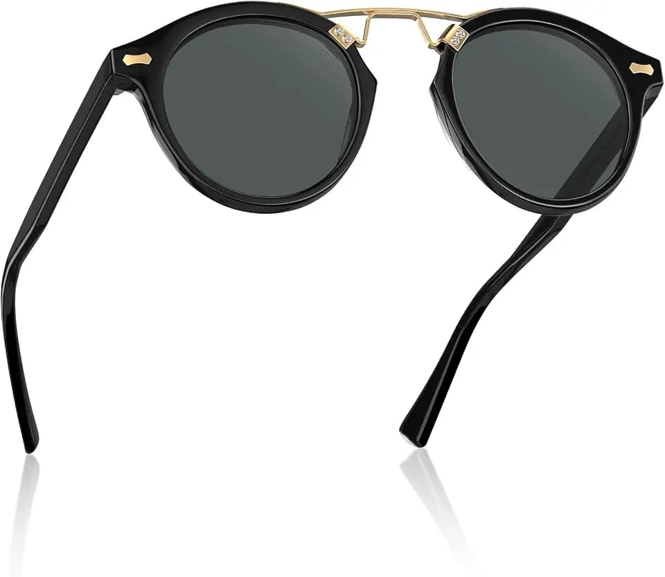 STGATN Round Polarized Double-Bridge Sunglasses for Women