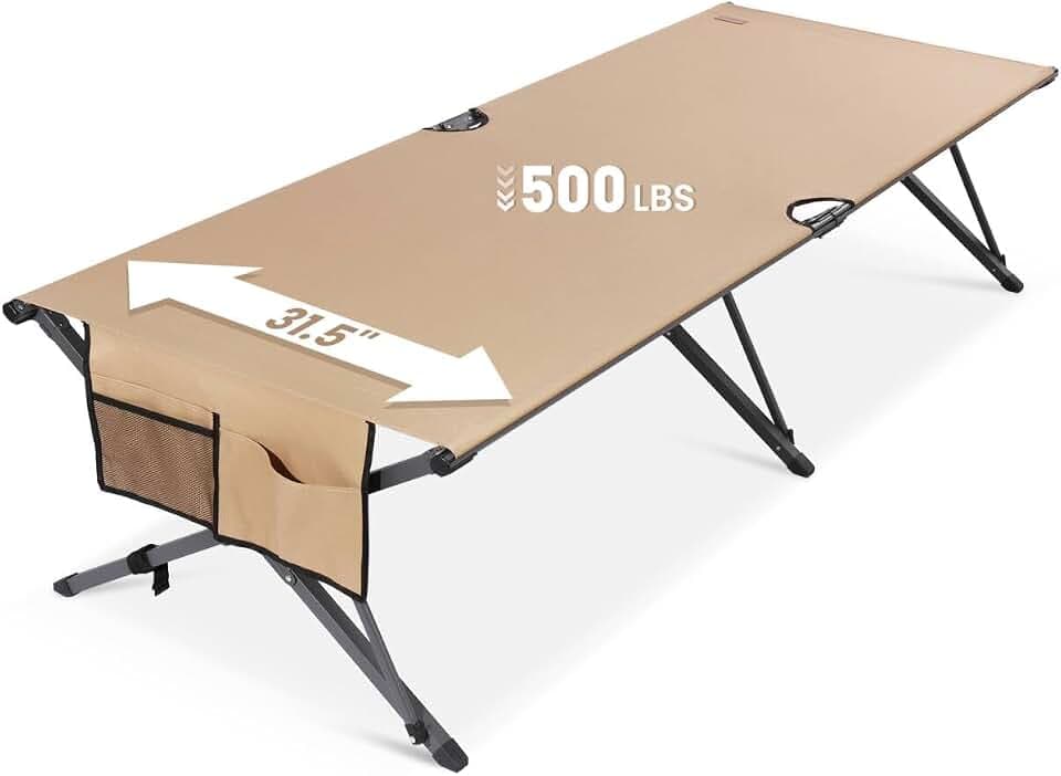 Heavy Duty Camping Cot for Adults, 31.5'' Wide Folding Cot Supports 450 lbs