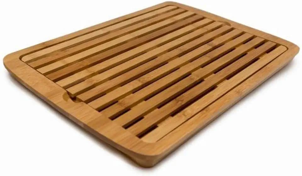 Nerthus FIH 675 Bambusschnitt mit Krümelbehälter, Küchentisch speziell für Brot, Wood