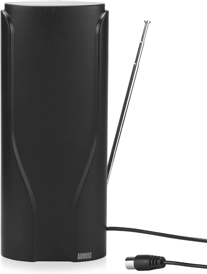 August DTA600 DVB-T/DVB-T2 Antenne mit Signalverstärker, 5m Koaxial Kabel