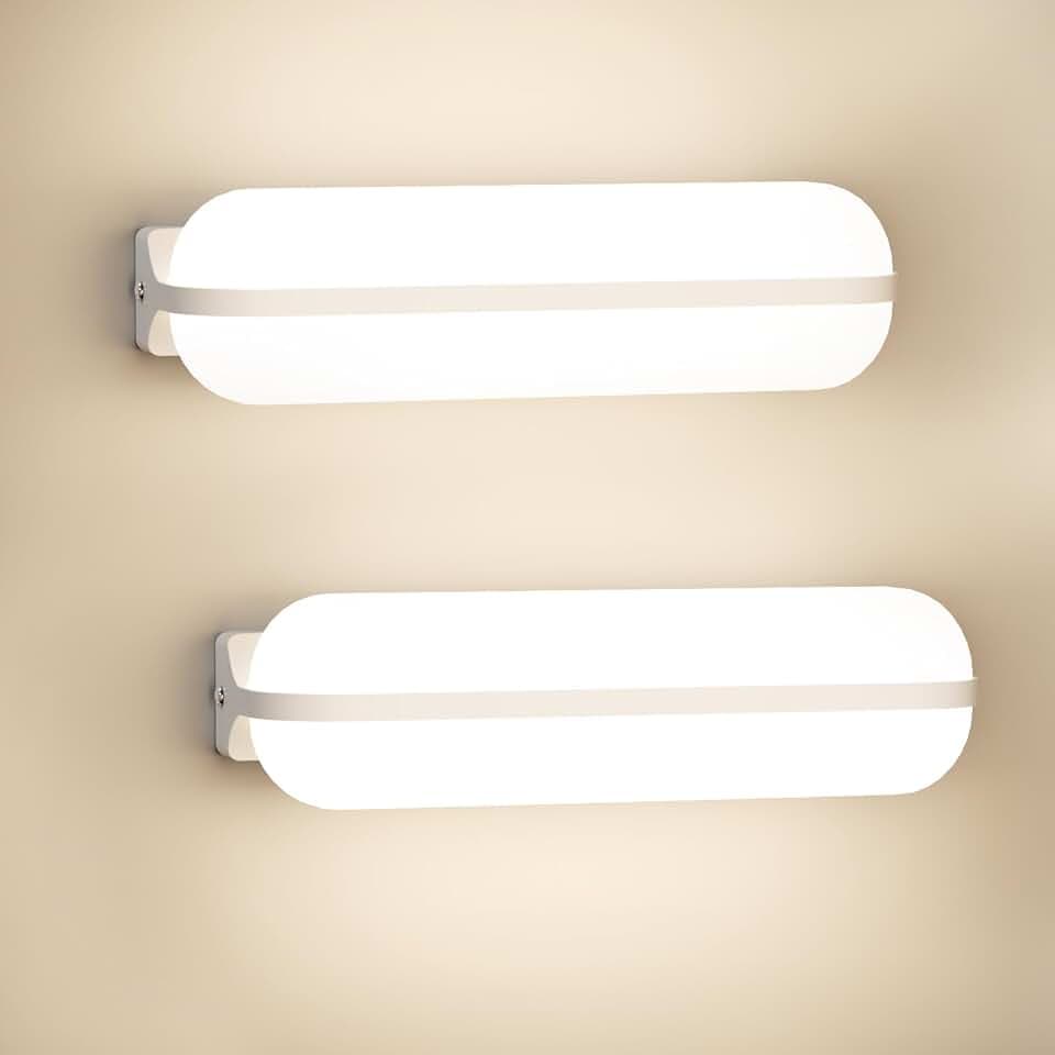 LED Wandleuchte Innen/Außen Weiß - 2 Stück, 20W 2000LM Moderne Wandlampe Up and Down Belechtung, 4000K IP65 Feuchtraumleuchte Aussenlampe Wand Kellerlampe, LED Lampen für Flur Keller Garten WC
