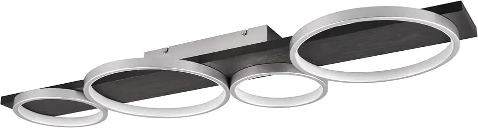 Trio Leuchten LED Deckenleuchte Medera 643810487, Metall Titanfarbig, Holz Schwarz, inkl. 44 Watt LED, Switch Dimmer