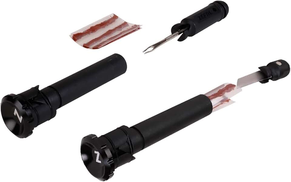 Zefal Zéfal ZEFAL Unisex – Erwachsene Zéfal Reparatur Tubeless Z Bar Plug 2 Griffeinsätze mit Ahle, Messer, Gummis (1 Set), Schwarz, Universal
