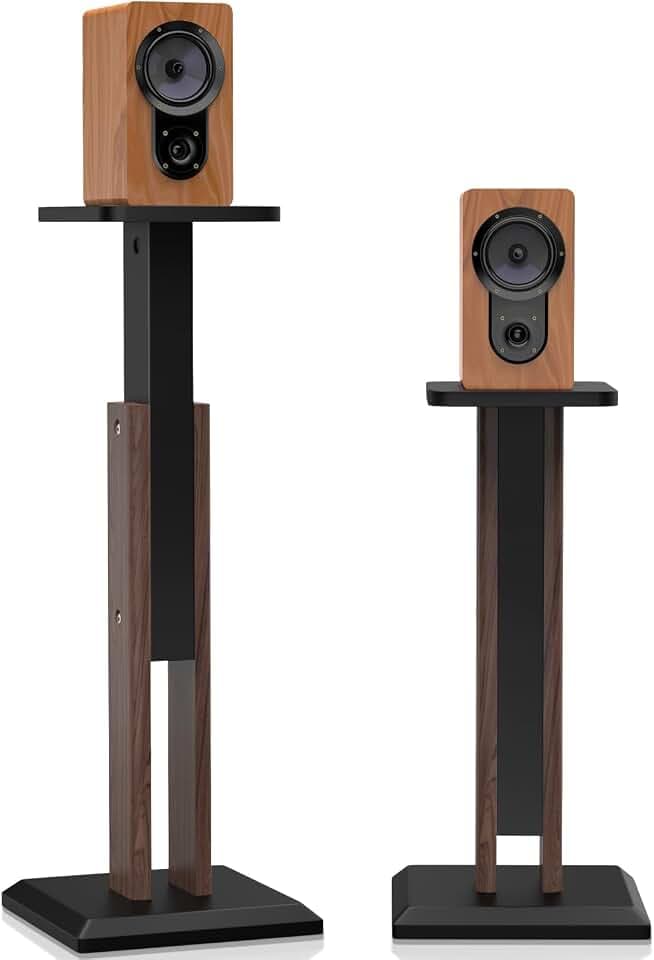 Wood Speaker Stands Pair, 25'' to 34'' Height Adjustable Speaker Stands
