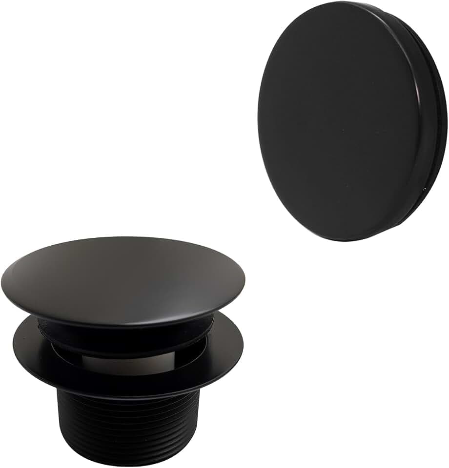 Westbrass A398RK-62 1-1/2" NPSM Coarse Thread Mushroom Tip-Toe Bathtub Drain Stopper with Illusionary Overflow Faceplate, Matte Black