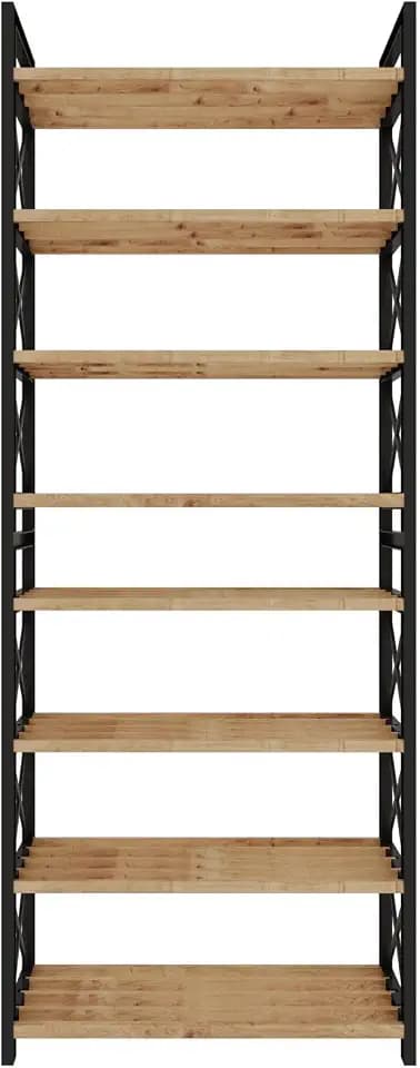 Modern Multi-Purpose Shelf, Black, 46 x 128 x 18 cm | 100% Plastic Wood | Stylish Industrial Design for Home & Office Storage