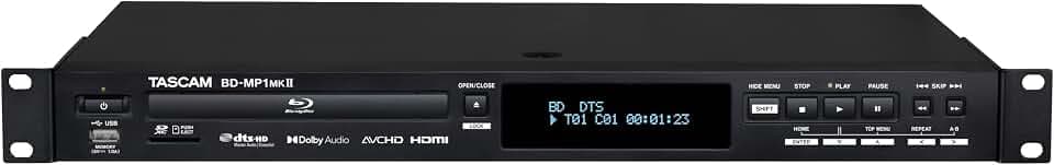 Tascam BD-MP1MK2 Professioneller Rackmount-Blu-ray-Player mit SD- und USB-Wiedergabe
