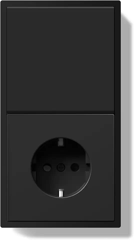 BSEED Lichtschalter mit Steckdose 1 Fach 1 Weg Unterputz, Modern Wandschalter Schuko Steckdose mit PC Rahmen, Lichtschalter mit Kabelklemmen und Krallen, Schwarz