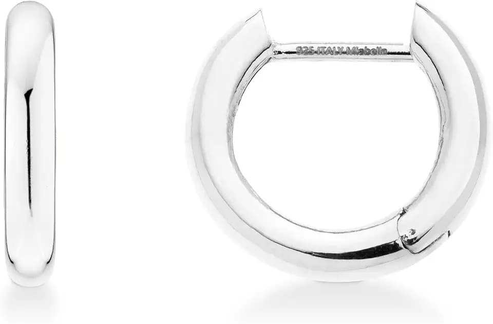 925 Sterling Silver or 18K Gold Plated 2.5mm High Polished Lightweight Small Huggie Hoop Earrings for Women/Made in Italy