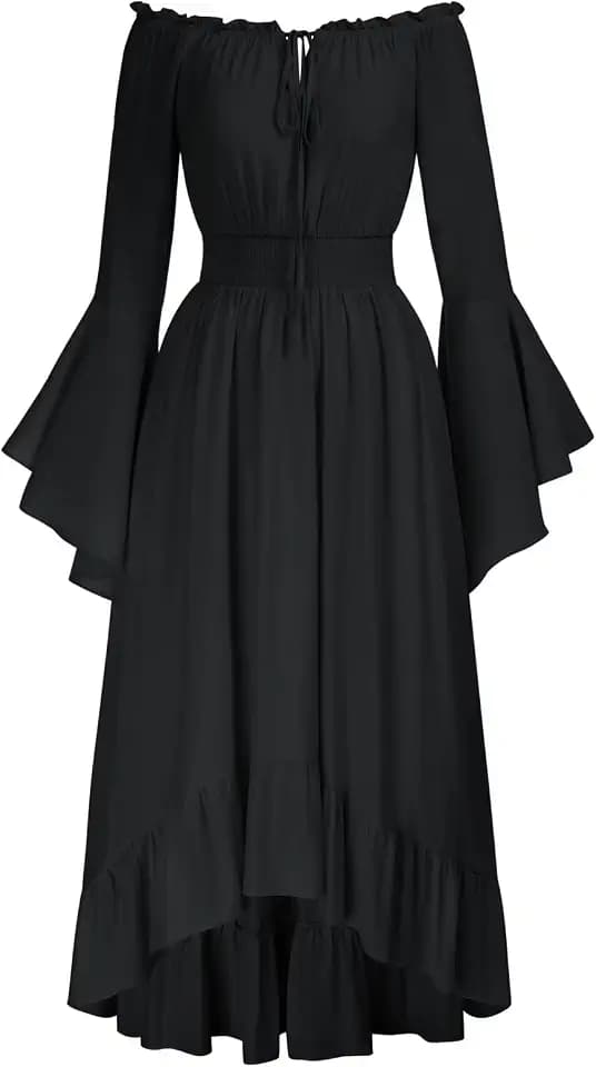 SCARLET DARKNESS Damen Mittelalter Renaissance Schulterfreies Maxikleid