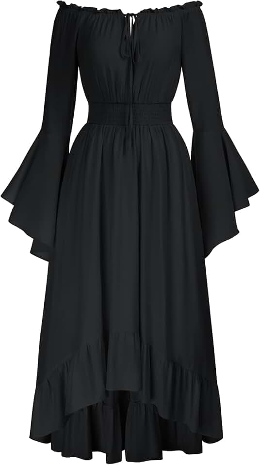 SCARLET DARKNESS Damen Mittelalter Renaissance Schulterfreies Maxikleid