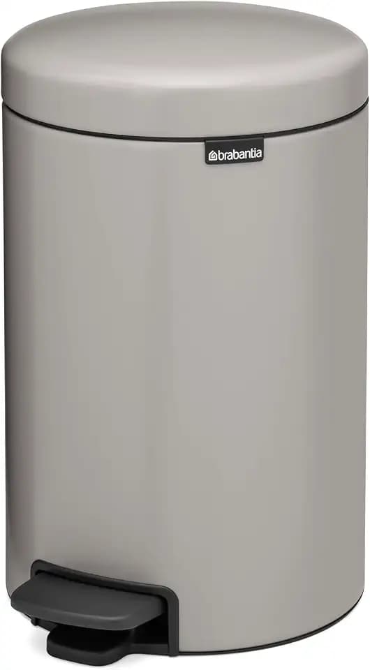 Brabantia NewIcon Tretmülleimer, 12L – Soft Grey | Mülleimer mit Soft-Close-Deckel & Leichtgängigem Pedal, Herausnehmbarer Inneneimer, Inkl. PerfectFit Müllbeutel (Code C), 25 x 34 x 41 cm