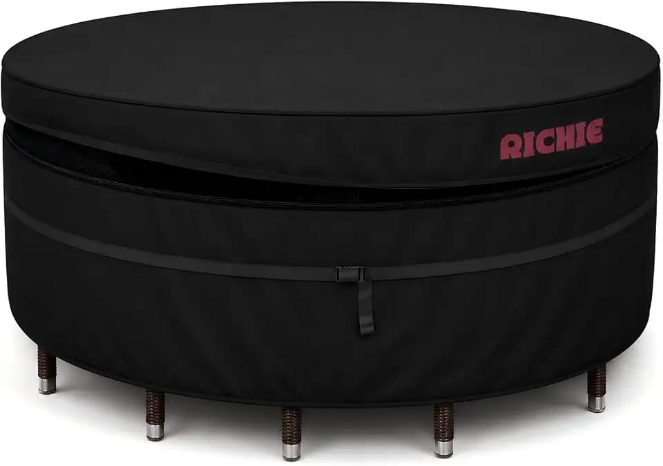 RICHIE Round Patio Furniture Cover, 62" Dia x 28" H, Waterproof 600D Oxford