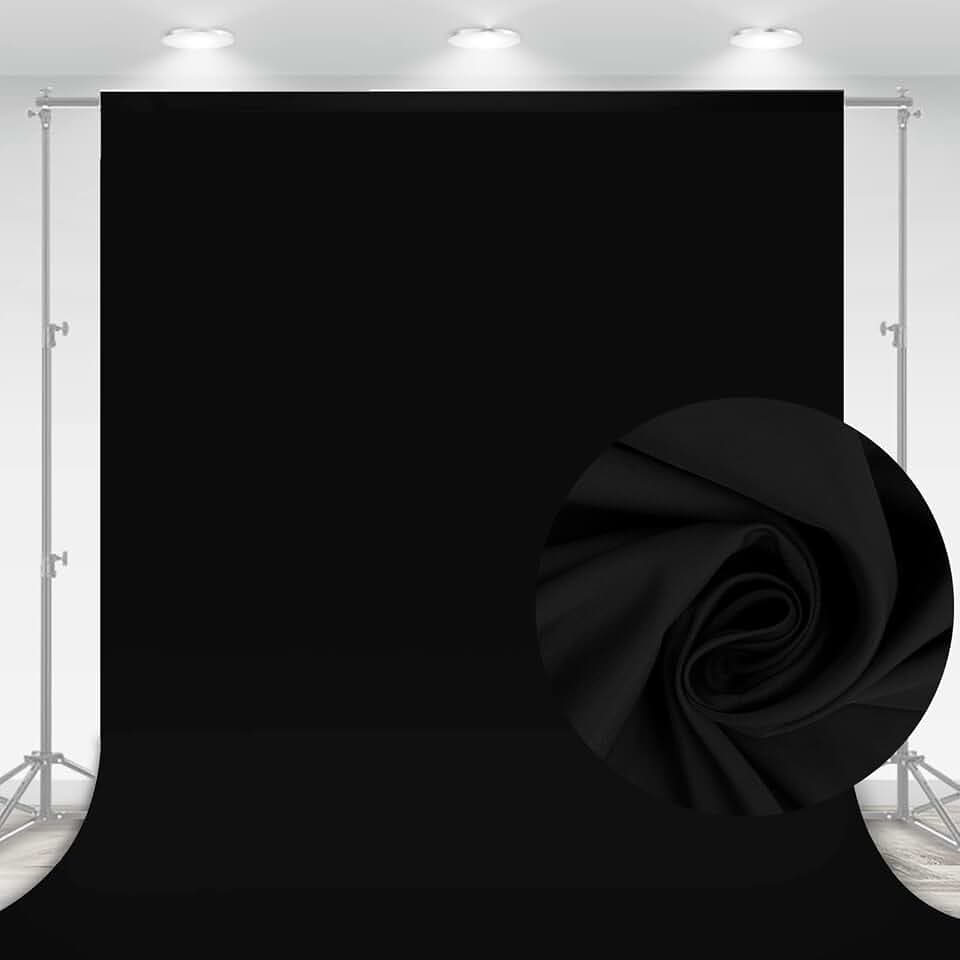 Aimosen 10x7 FT Black Backdrop Background for Photography, High Density Polyester Fabric Pure Black Photo Backdrop Curtain Screen Collapsible Seamless for Photoshoot Portraits Party Video Studio