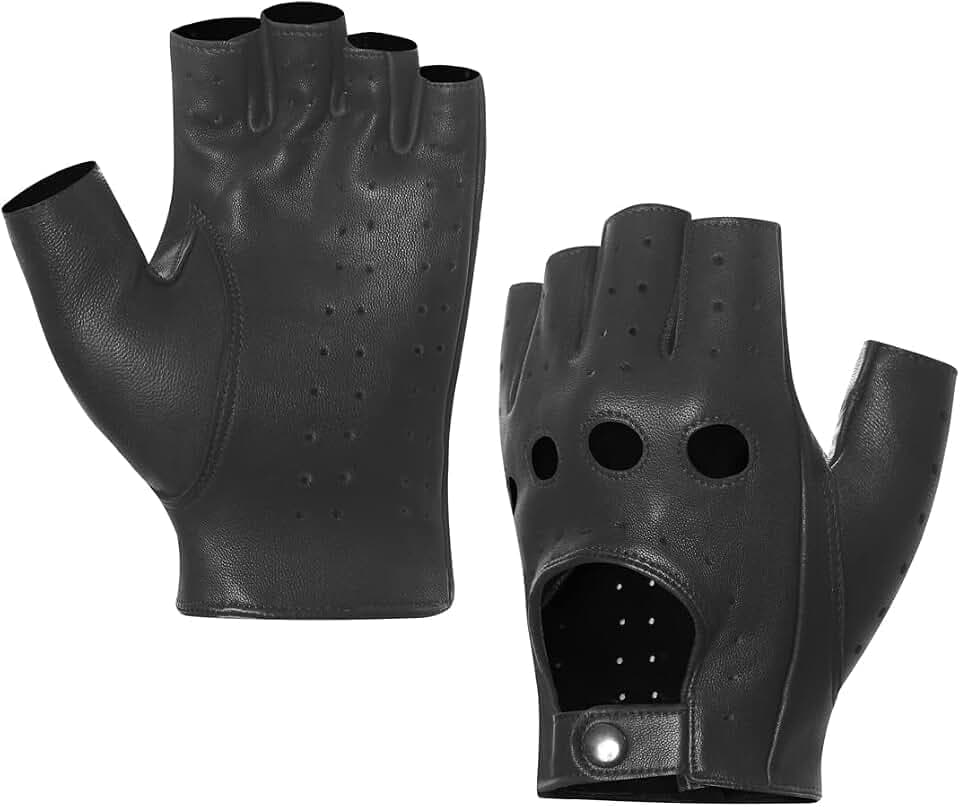 Harssidanzar Herren Fahrhandschuhe Leder Halbfinger GM032EU