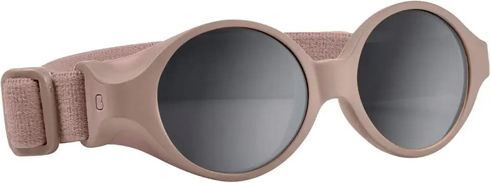 BÉABA, Stirnband Sonnenbrille für Baby 0-9 Monate, 100% UV Schutz - Kategorie 4, Seitenschutz, Optimaler Komfort, Verstellbares Elastikband, Kakao