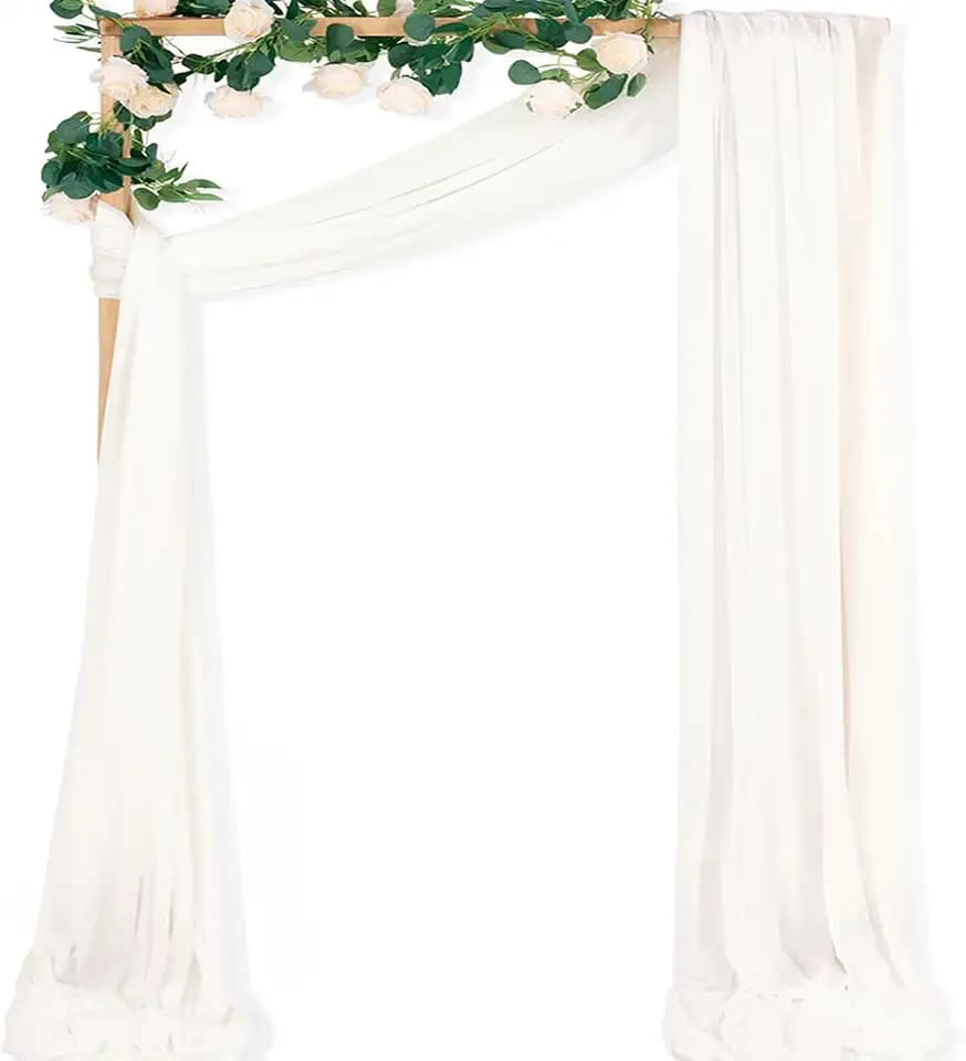 Sheer Wedding Arch Draping Fabric 29" x 20 FT 1 Panel Ivory White