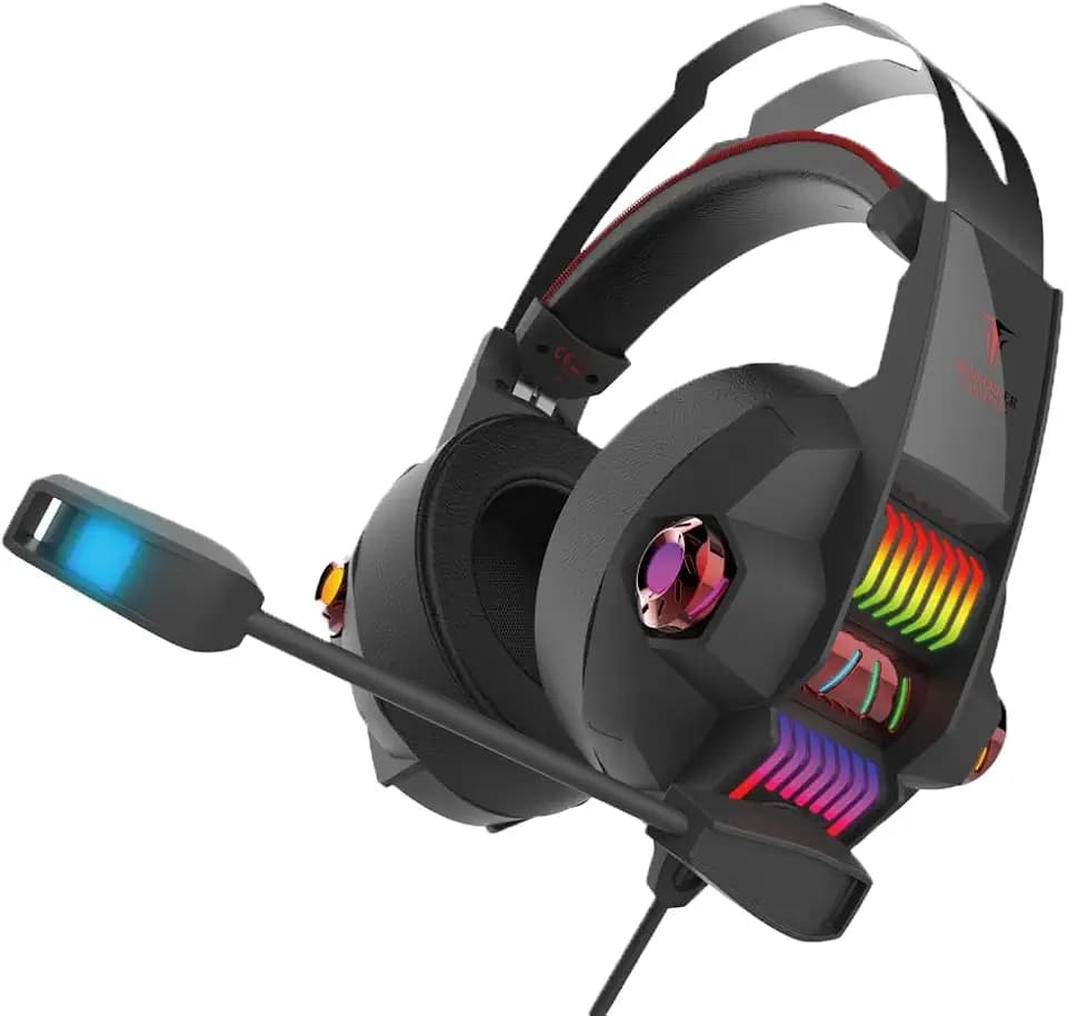 BERSERKER Gaming Headset mit RGB-LED, 40mm Treiber, 2,1m Kabel, Mikrofon, Schwarz