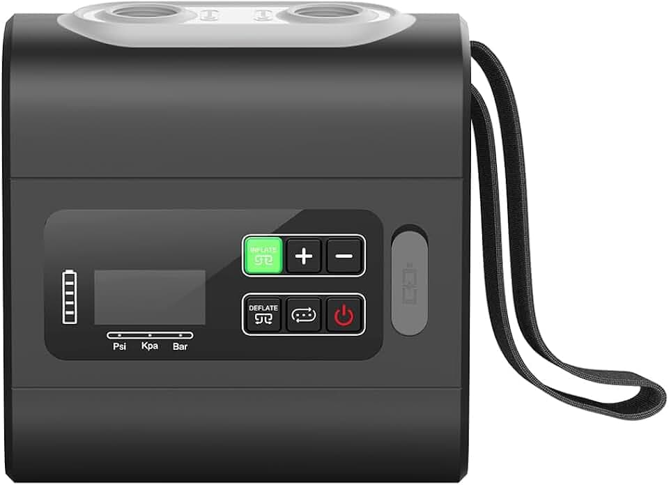 Nilox Air Pump NXOUTDOORPUMP, Tragbarer Luftkompressor Elektrisch Wiederaufladbar, Inflator mit Inflate/Deflate 22 PSI, 5000 mAh Akku, LCD Display, Kompressor Zubehör, für SUP Kajak Camping