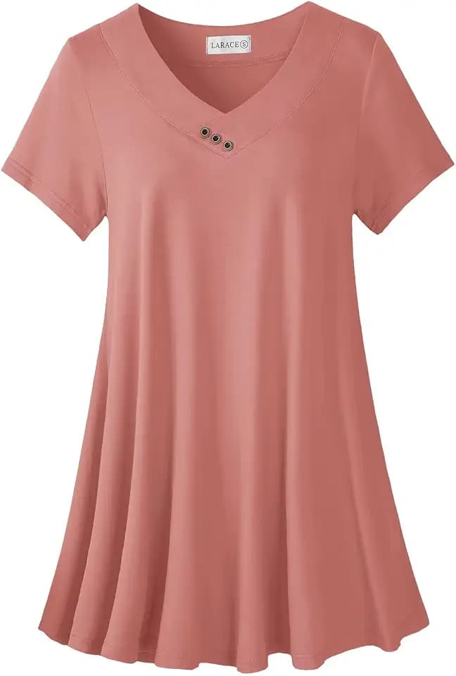 LARACE Plus Size Tops for Womens Button Down Tunics Shirts Summer Blouses