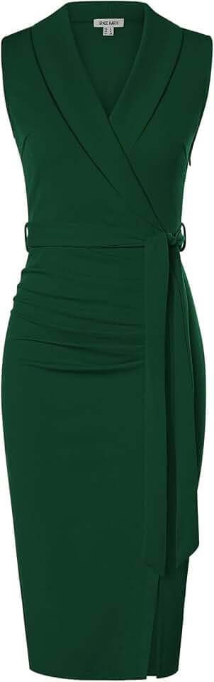 GRACE KARIN Damen Etuikleid Elegant Ärmellos Business Kleider mit Gürtel