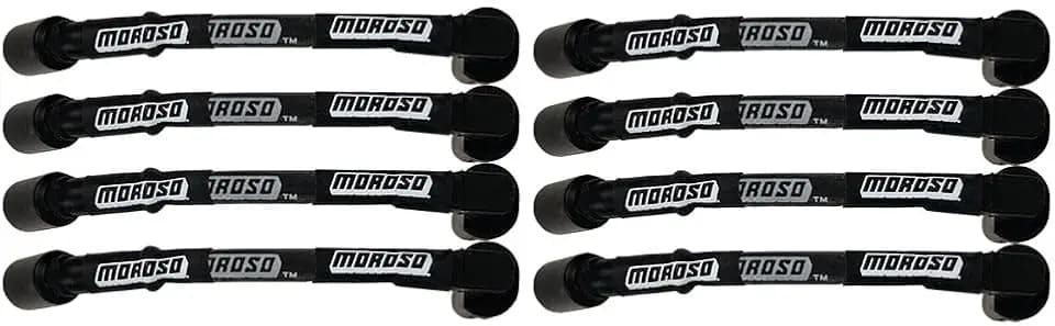 Moroso 51532 Ultra Series Black Sleeved Spark Plug Wires, GM LS, 9.75" Length, 90 Degree Plug Ends