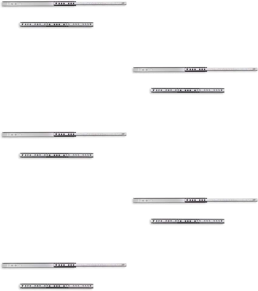 Emuca 3009705 - 5 Sets (10 Stück) Schubladenführungen, teilauszug mit Rollen 17mm x 246mm